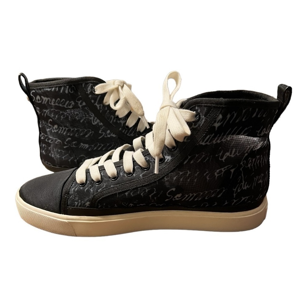 Sam Edelman Elba Black Swirl White Mesh High Lace Up Shoes Womens 9M
